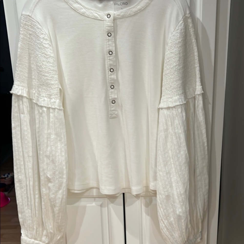 Pilcro white Ruffled Long Sleeve Blouse